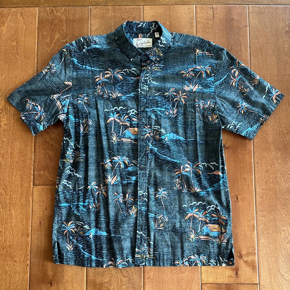 Kahala Men's Charcoal Hawaiian Shirt